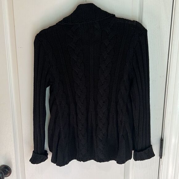 Chicos Cable Knit Black Sweater Cardigan - Picture 5 of 7
